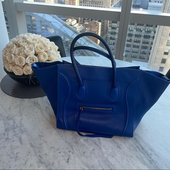 CELINE Smooth Calfskin Medium Phantom Luggage Electric Blue - Picture 3 of 8